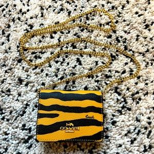 Coach Tiger Print Mini Wallet on Chain